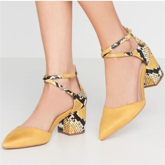 Aldo Shoes Aldo Brookshear Block Heel Pointy Toe Pumps Mustard
